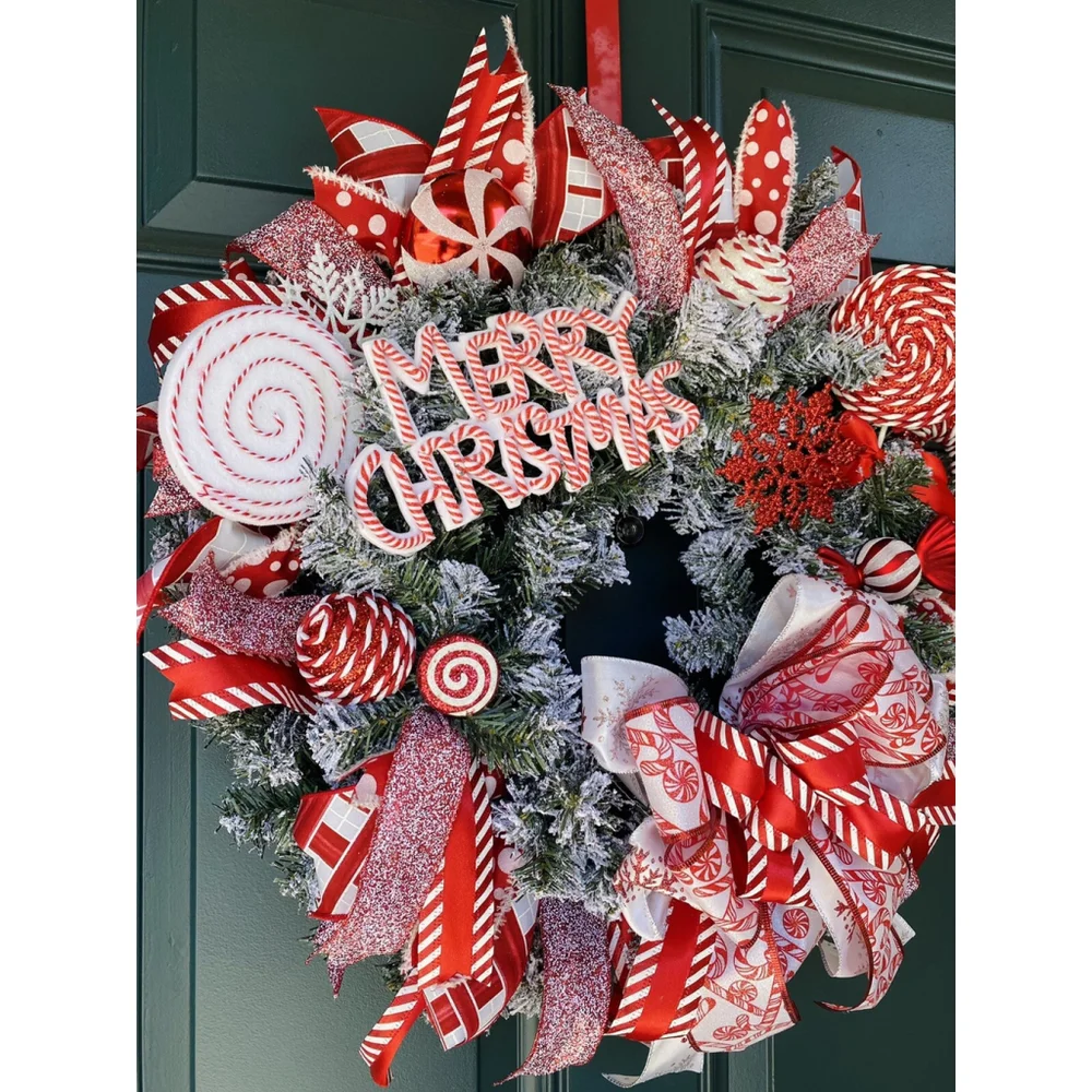 Candy cane wreath, peppermint wreath, christmas wreath, whimsical wreath